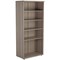 Jemini Tall Wooden Bookcase, 4 Shelves, 1800mm High, Grey Oak