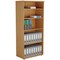 Jemini Tall Wooden Bookcase, 4 Shelves, 1800mm High, Oak