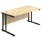 Jemini 1400mm Rectangular Desk, Black Double Upright Cantilever Legs, Maple