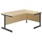 Jemini 1800mm Corner Desk, Right Hand, Black Single Upright Cantilever Legs, Maple