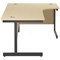 Jemini 1800mm Corner Desk, Right Hand, Black Single Upright Cantilever Legs, Maple