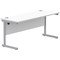 Polaris 1600mm Slim Rectangular Desk, Silver Cantilever Leg, White