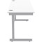 Polaris 1600mm Slim Rectangular Desk, Silver Cantilever Leg, White