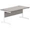 Polaris 1600mm Rectangular Desk, White Cantilever Leg, Grey Oak