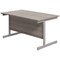 Jemini Rectangular Desk, 1200mm Wide, Silver Cantilever Legs, Grey Oak