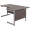 Jemini 1600mm Corner Desk, Right Hand, Silver Cantilever Legs, Grey Oak, With 600mm Desk High 3 Drawer Pedestal