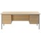 Serrion 1800mm Rectangular Desk with 2 attached Pedestals, Silver Straight Legs, Oak