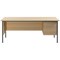 Serrion 1800mm Rectangular Desk with attached 2-Drawer Pedestals, Silver Straight Legs, Oak