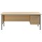 Serrion 1800mm Rectangular Desk with attached 3-Drawer Pedestals, Silver Straight Legs, Oak