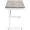 Polaris 1200mm Slim Rectangular Desk, White Cantilever Leg, Grey Oak