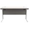 Polaris 1400mm Rectangular Desk, White Cantilever Leg, Grey Oak