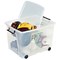 Strata Smart Box With Clip-On Folding Lid and Wheels, 75 Litres, Clear