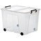 Strata Smart Box With Clip-On Folding Lid and Wheels, 75 Litres, Clear