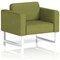 Brixworth Armchair, With White Legs, In Rivet Fabric, Olive