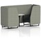 Brixworth 2 Seater Booth with Table, Black Legs, White/Black Table, Rivet Fabric, Vitreous Panels And Charcoal Sofa